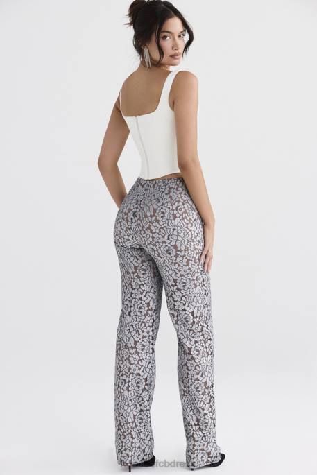 House of CB Mara Silver Metallic Lace Trousers Clothing 4H6N886