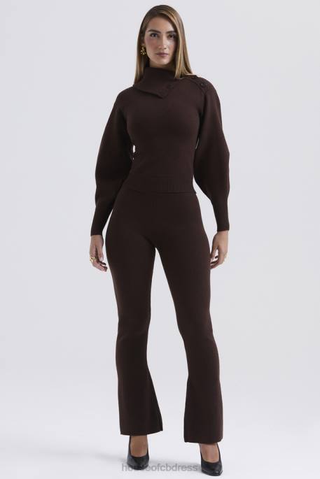 House of CB Nereida Chocolate Cashmere Blend Trousers Clothing 4H6N827