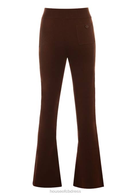 House of CB Nereida Chocolate Cashmere Blend Trousers Clothing 4H6N827