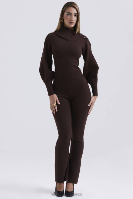 House of CB Nereida Chocolate Cashmere Blend Trousers Clothing 4H6N827