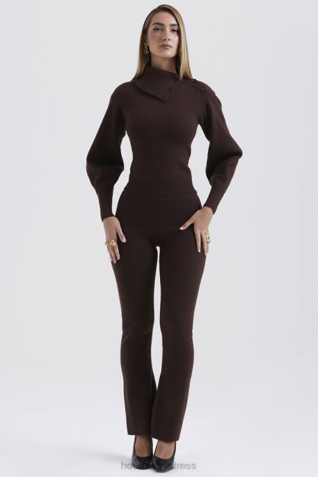 House of CB Nereida Chocolate Cashmere Blend Trousers Clothing 4H6N827
