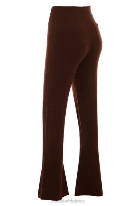 House of CB Nereida Chocolate Cashmere Blend Trousers Clothing 4H6N827