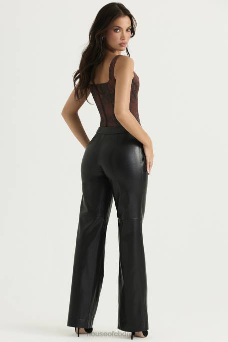 House of CB Omaira Black Vegan Leather Trousers Clothing 4H6N894