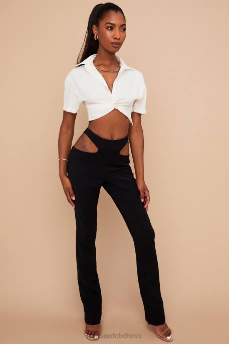 House of CB Osaka Black Crepe Cutout Trousers Clothing 4H6N961