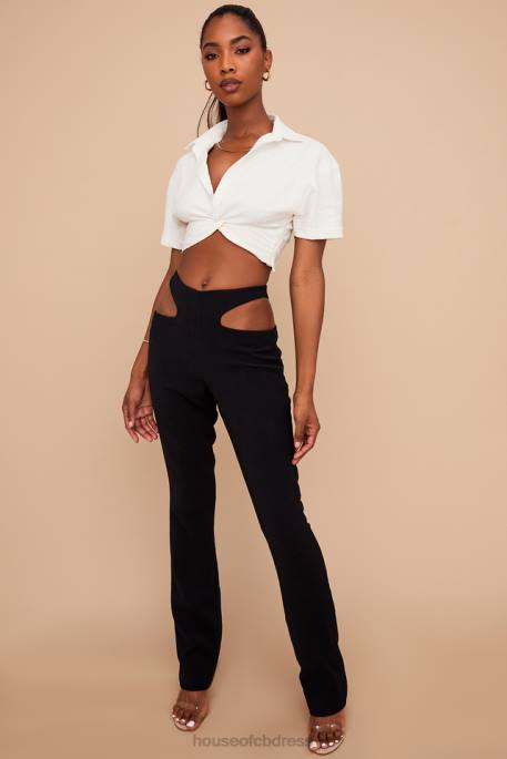 House of CB Osaka Black Crepe Cutout Trousers Clothing 4H6N961