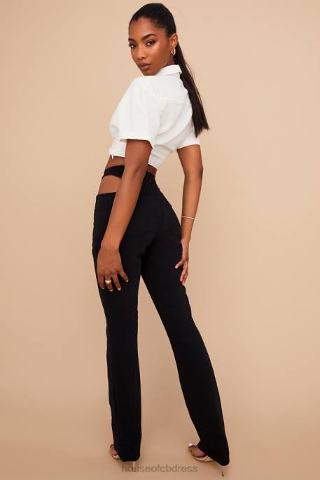 House of CB Osaka Black Crepe Cutout Trousers Clothing 4H6N961