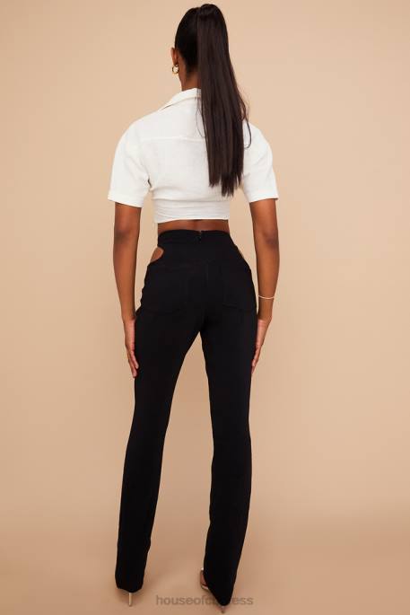 House of CB Osaka Black Crepe Cutout Trousers Clothing 4H6N961