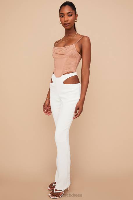 House of CB Osaka White Crepe Cutout Trousers Clothing 4H6N960