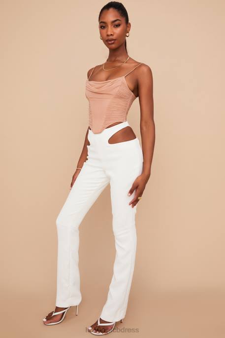 House of CB Osaka White Crepe Cutout Trousers Clothing 4H6N960