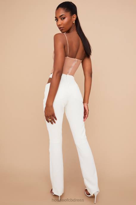 House of CB Osaka White Crepe Cutout Trousers Clothing 4H6N960
