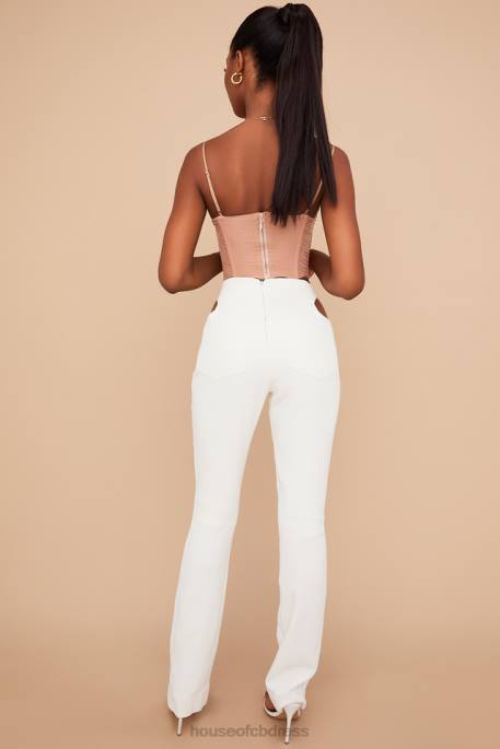 House of CB Osaka White Crepe Cutout Trousers Clothing 4H6N960