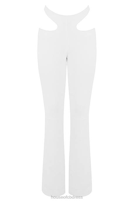 House of CB Osaka White Crepe Cutout Trousers Clothing 4H6N960