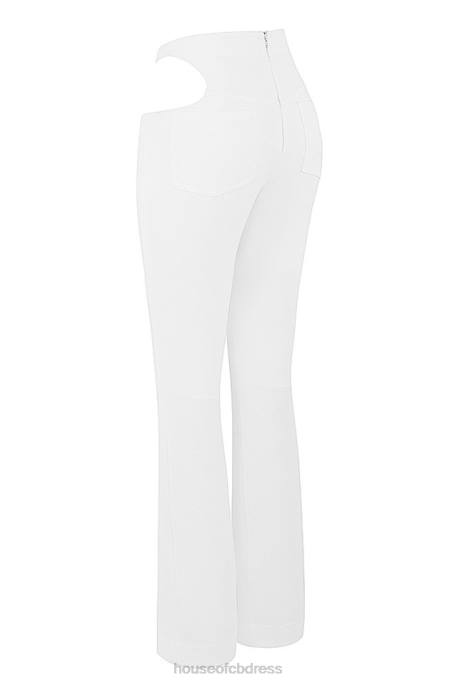 House of CB Osaka White Crepe Cutout Trousers Clothing 4H6N960