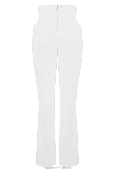 House of CB Osaka White Crepe Cutout Trousers Clothing 4H6N960