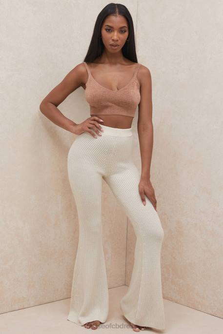House of CB Rodelle Cream Chunky Ribbed Knit Trousers Clothing 4H6N989