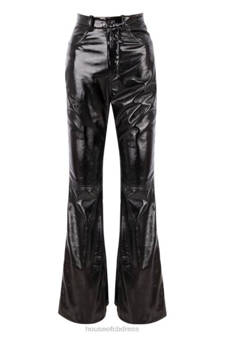 House of CB Saffy Black Vegan Leather High Waisted Trousers Clothing 4H6N1012