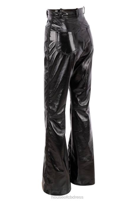 House of CB Saffy Black Vegan Leather High Waisted Trousers Clothing 4H6N1012