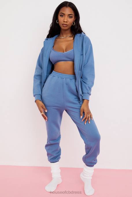 House of CB Sky Azure Fleece Back Jogging Trouser Clothing 4H6N977