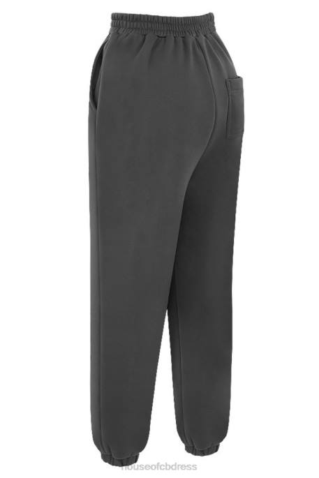 House of CB Sky Charcoal Fleece Back Jogging Trousers Clothing 4H6N998