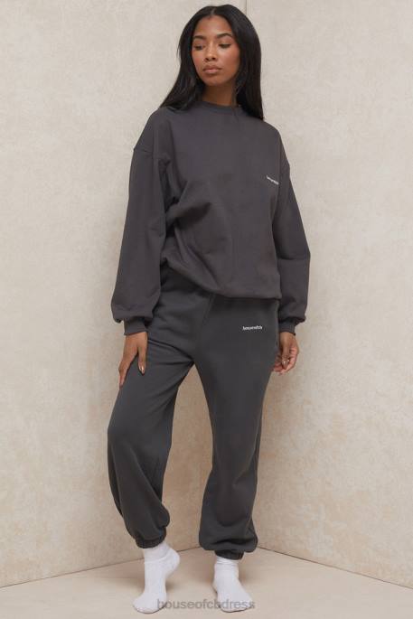 House of CB Sky Charcoal Fleece Back Jogging Trousers Clothing 4H6N998