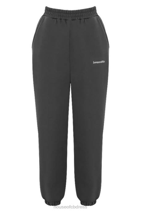 House of CB Sky Charcoal Fleece Back Jogging Trousers Clothing 4H6N998