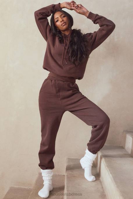House of CB Sky Chocolate Fleece Back Jogging Trouser Clothing 4H6N975