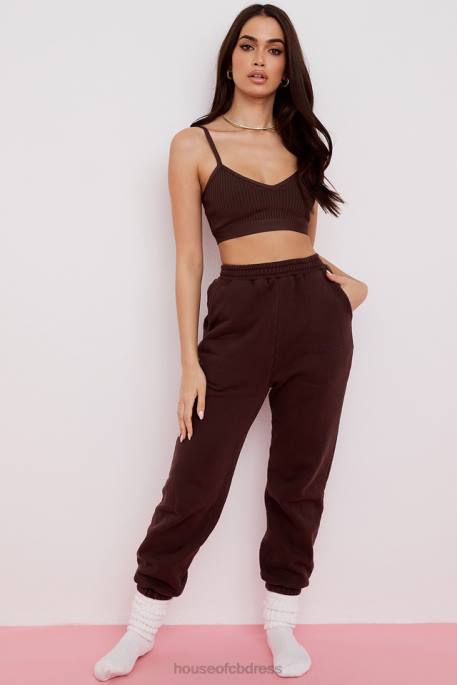 House of CB Sky Chocolate Fleece Back Jogging Trouser Clothing 4H6N975