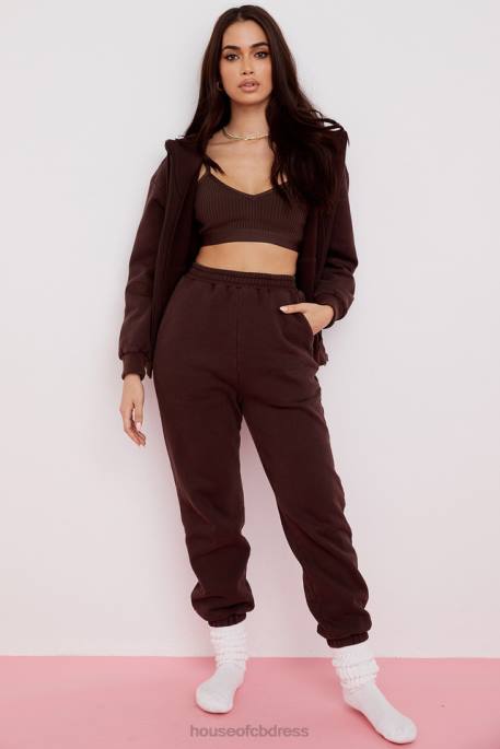 House of CB Sky Chocolate Fleece Back Jogging Trouser Clothing 4H6N975