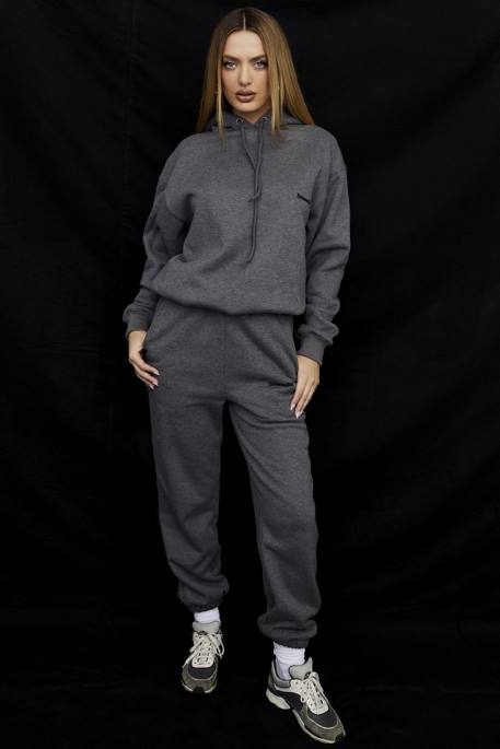 House of CB Sky Dark Grey Fleece Back Jogging Trousers Clothing 4H6N945