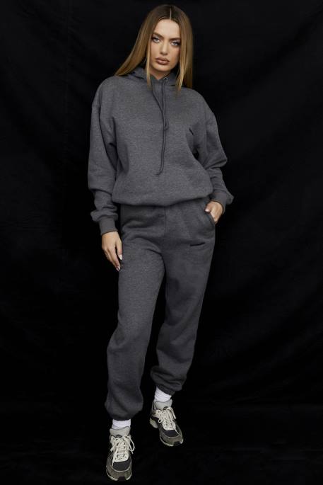House of CB Sky Dark Grey Fleece Back Jogging Trousers Clothing 4H6N945