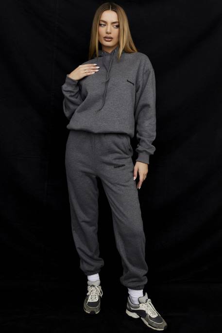 House of CB Sky Dark Grey Fleece Back Jogging Trousers Clothing 4H6N945