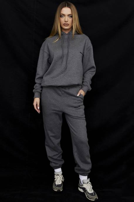 House of CB Sky Dark Grey Fleece Back Jogging Trousers Clothing 4H6N945