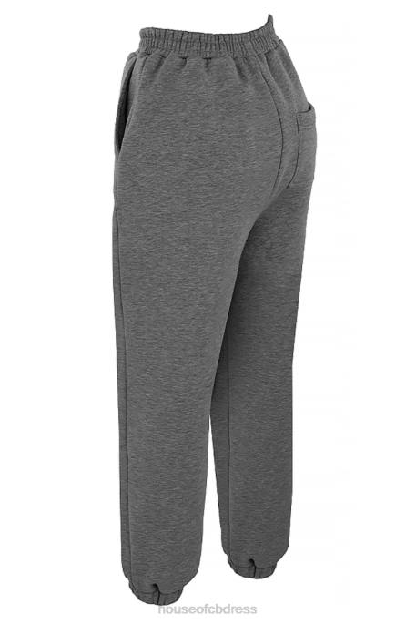 House of CB Sky Dark Grey Fleece Back Jogging Trousers Clothing 4H6N945