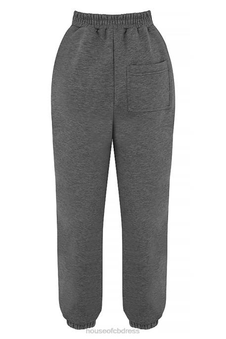 House of CB Sky Dark Grey Fleece Back Jogging Trousers Clothing 4H6N945