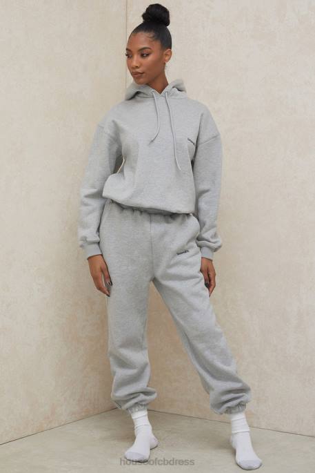 House of CB Sky Grey Fleece Back Jogging Trousers Clothing 4H6N1008