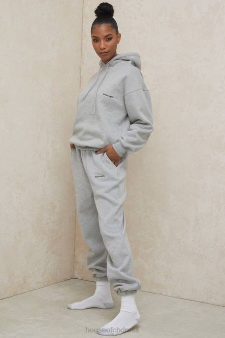 House of CB Sky Grey Fleece Back Jogging Trousers Clothing 4H6N1008