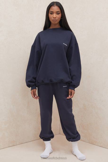 House of CB Sky Navy Fleece Back Jogging Trousers Clothing 4H6N1007