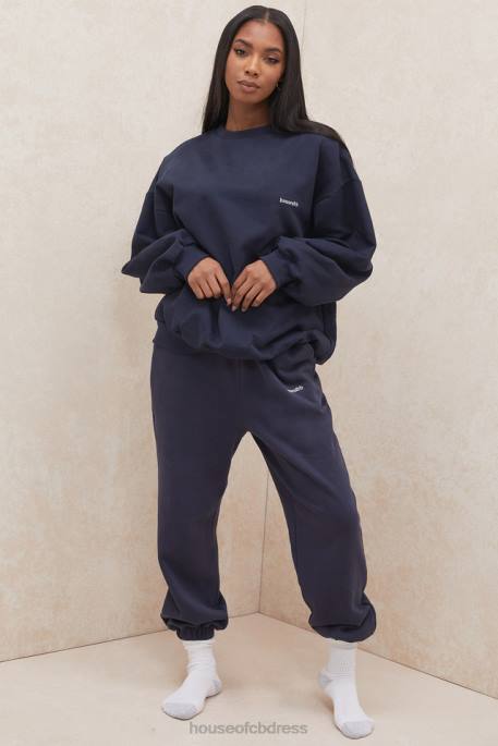 House of CB Sky Navy Fleece Back Jogging Trousers Clothing 4H6N1007