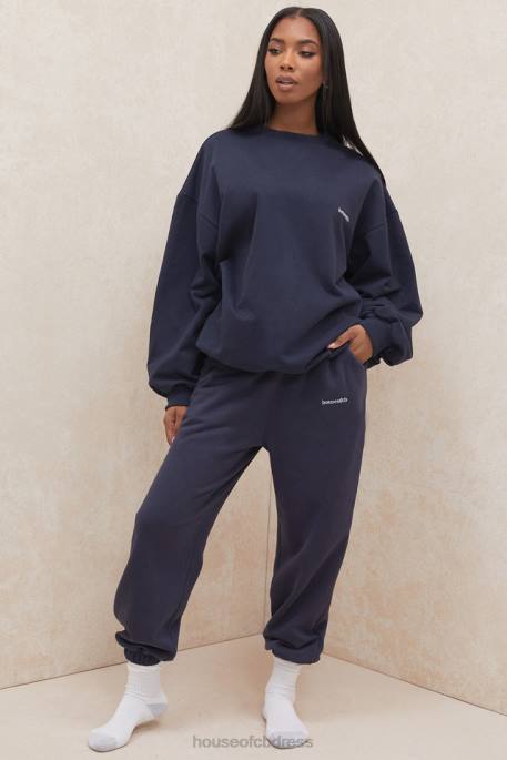 House of CB Sky Navy Fleece Back Jogging Trousers Clothing 4H6N1007