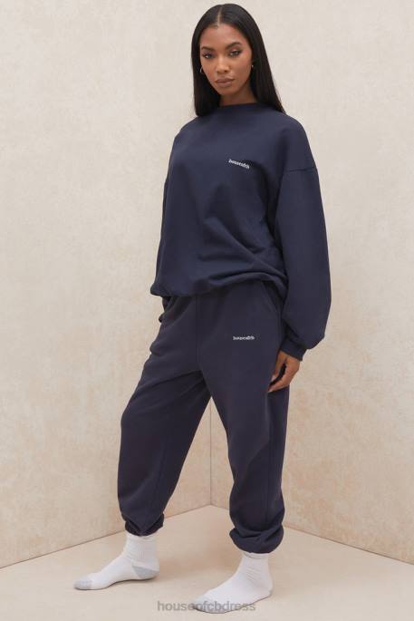 House of CB Sky Navy Fleece Back Jogging Trousers Clothing 4H6N1007