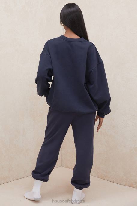 House of CB Sky Navy Fleece Back Jogging Trousers Clothing 4H6N1007