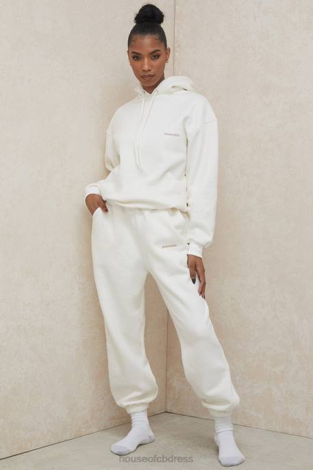 House of CB Sky Off White Fleece Back Jogging Trousers Clothing 4H6N999