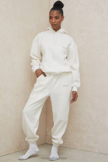 House of CB Sky Off White Fleece Back Jogging Trousers Clothing 4H6N999
