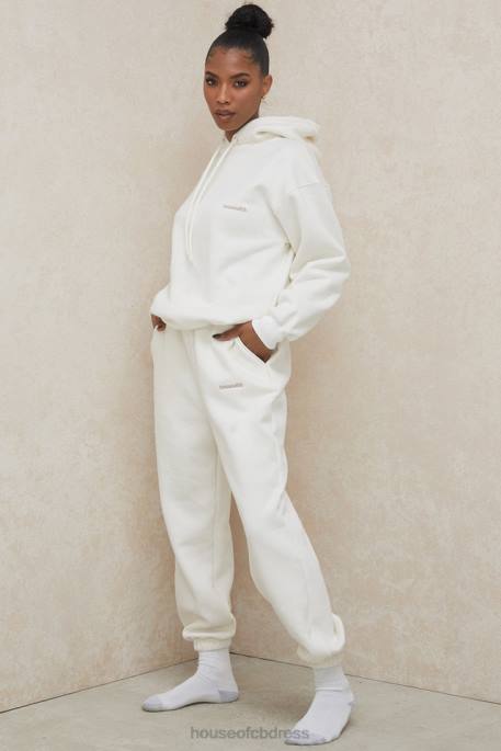 House of CB Sky Off White Fleece Back Jogging Trousers Clothing 4H6N999