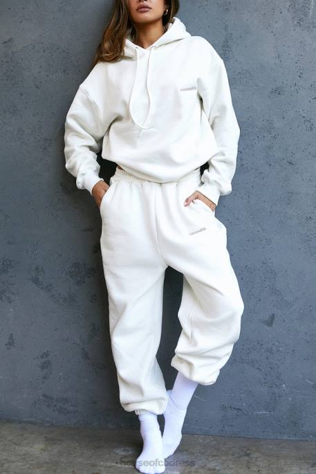 House of CB Sky Off White Fleece Back Jogging Trousers Clothing 4H6N999