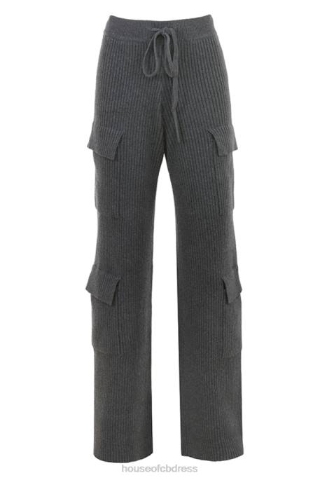 House of CB Tea Charcoal Knitted Utility Trousers Clothing 4H6N878