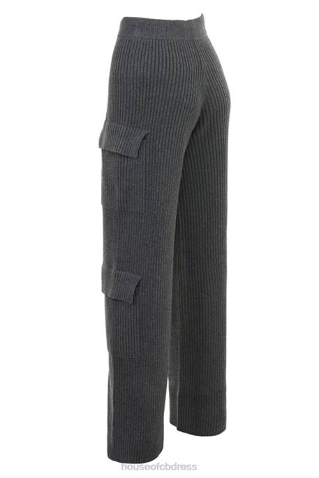 House of CB Tea Charcoal Knitted Utility Trousers Clothing 4H6N878