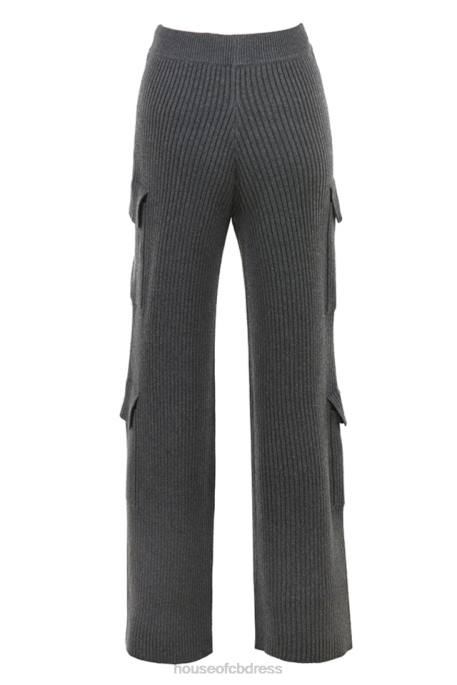 House of CB Tea Charcoal Knitted Utility Trousers Clothing 4H6N878