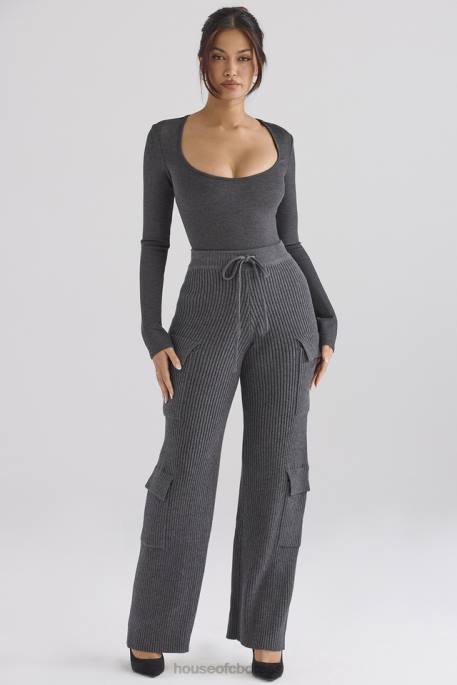 House of CB Tea Charcoal Knitted Utility Trousers Clothing 4H6N878
