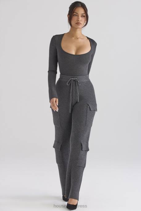 House of CB Tea Charcoal Knitted Utility Trousers Clothing 4H6N878